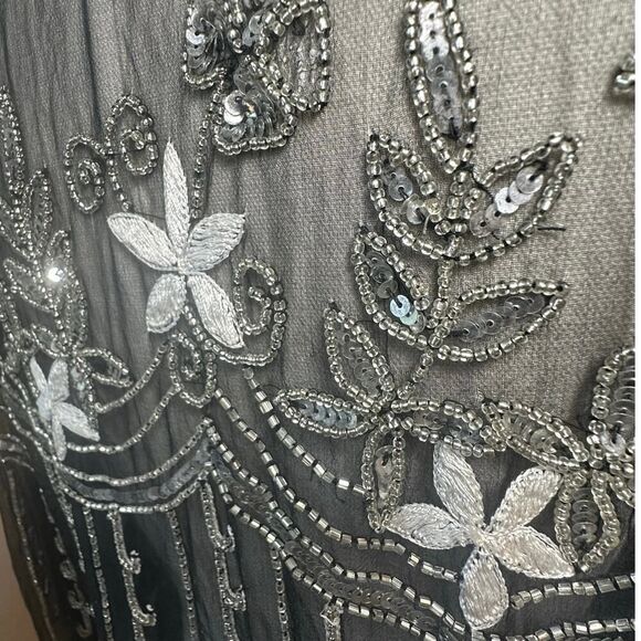 Papell Boutique Evening Jacket Women’s Small Silk Beaded Sheer Embroidered Fairy - Picture 9 of 13